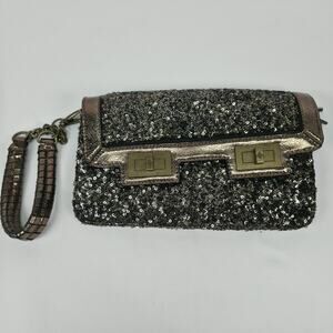Simply Vera Wang Sequin Clutch Wristlet Metallic Bronze Evening Party Bag